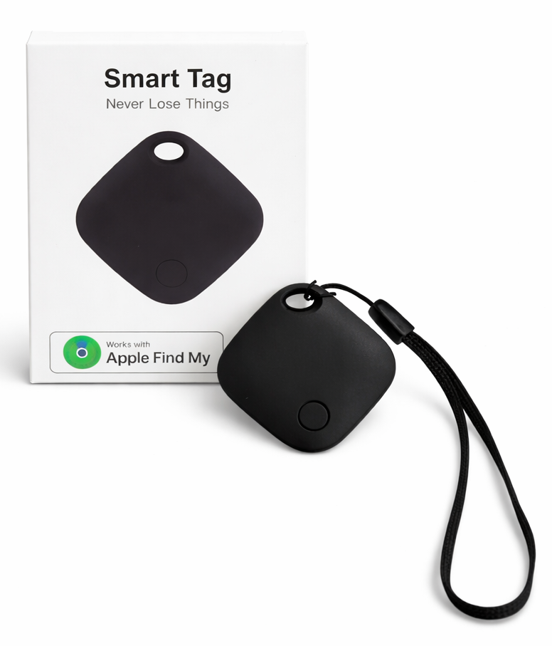 Air Tag GPS Tracker With Box, Colour Black, Front Angle